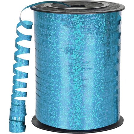 500 yards blåt krøllebånd 5 mm til balloner, 457 m plisseret ballonbånd, ballonguirlande, skinnende metalliske bånd til gaveindpakning