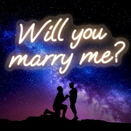 Will You Marry Me Neonskilt, Marry Me Lysende Bogstaver til Bryllupsforslagsdekorationer, Varm Hvid, 41,9 x 21,1 cm