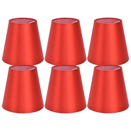 6 stk. E14 lampeskjerm stoff lampeskjerm bordlampe taklampe lampeskjerm for soverom stue knallrød PX150