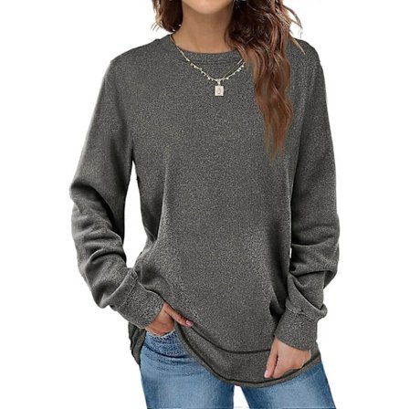 Gensere for kvinner Rund hals Casual Langermet skjorte Tunika Topper