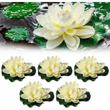 Flytande lotusblommor, konstgjorda lotus näckrosor, 5 st konstgjorda näckrosor, vattentäta flytande blommor, konstgjord skum näckros