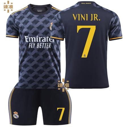 23-24 Real Madrid borta fotbollströja barn set No. 7 Vinicius 5 Bellingham 10 Modric 2324 Real Madrid away number 7 XL