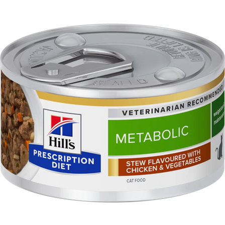 Hill's Prescription Diet Feline - Metabolic Weight Chicken & Vegetables Stew Canned - Wet Cat Food 82 g x 24 - Katt - Kattefôr & kattemat - 