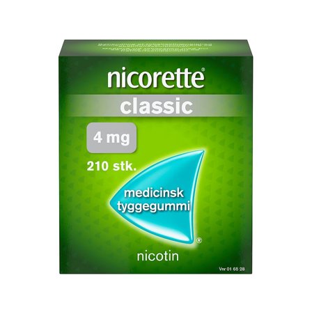 Nicorette Classic 4 mg medicinsk tyggegummi 210 stk., Medicin & Pleje, Rygestop, Nikotintyggegummi