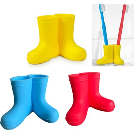 3-pack Multifunktionell Tandborsthållare i Silikon, Tandborsthållare i Silikon i Form av Regnstövlar Kompatibel med Barntandborstar Badrum Kök 