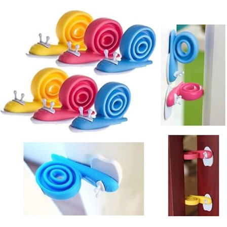6-pak Söta Snigel Dørstopper Anti-Finger Klembeskyttelse Børnesikkerhed til Døre og Vinduer .360° Roterbar