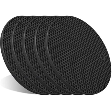 Stykker af bordskånere til varme gryder og pander, køkken varmebestandig silikone bordskåner, ekstra tyk, stor, skridsikker (sort)