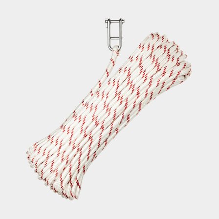 Storfall med insplitsat nyckelschackel NOCK Örskär, polyester-kärna, 32-flätat polyester-hölje, vit/röd, 30 meter x Ø8 mm