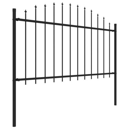 Vidaxl Trädgårdsstaket Med Spjuttopp Stål (1,25-1,5)x1,7 M Svart Svart