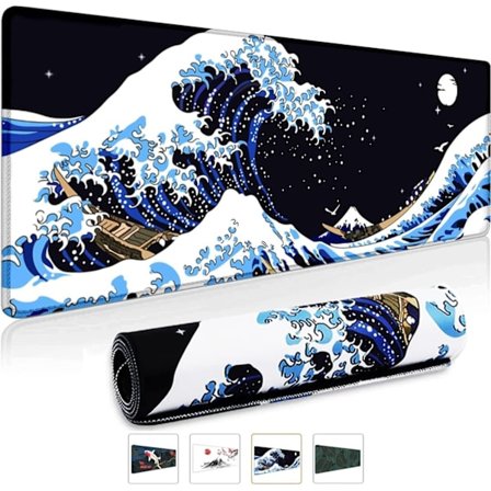 XXL Gaming Musmatta 800 x 300 mm Japansk Sumi-e Målning Berg Sakura Sol Mount Fuji Stor Kant Musmatta