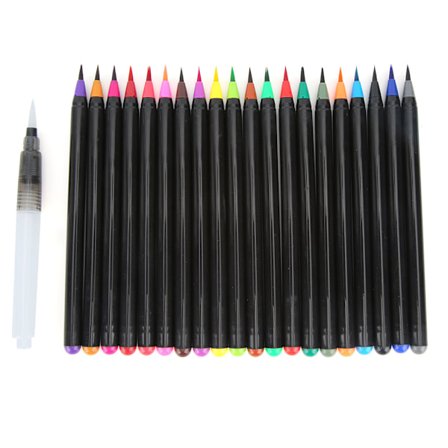 20 farger plast akvarellmaling penner tegnepensel studenter voksne kunstutstyr