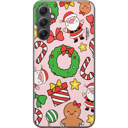 Kompatibel Mobilcover til Samsung Galaxy S23 FE Julemønster med julemænd, slikstokke, kranser, gaver og søde figurer perfekt til et legende og farv
