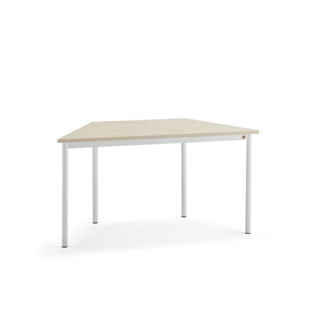 Tisch SONITUS TRAPETS, 1400x700x720 mm, Linoleum beige, weiß