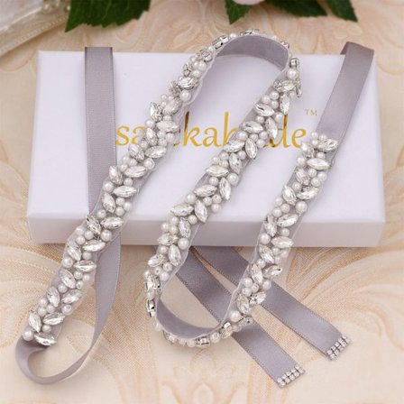 Rhinestone Pearl Belt Applikation SILVER silver