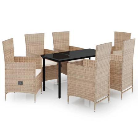 Vidaxl Matgrupp För Trädgården Med Dynor 7 Delar Beige Beige