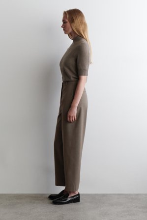 COS Women's Pantaloni Cropped Con Taglio Barrel In Lana in Marrone