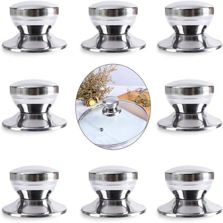 8 stk. grydelågsknopper i rustfrit stål, grydelågsknopper med skruer, reservedele til køkkenredskaber