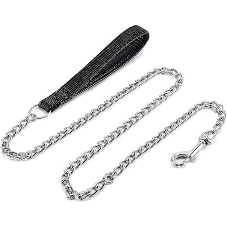 Metallista valmistettu koiran talutushihna, kestävä pureskelun kestävä lemmikkieläinten talutushihnaketju pehmustetulla kahvalla suurille ja 