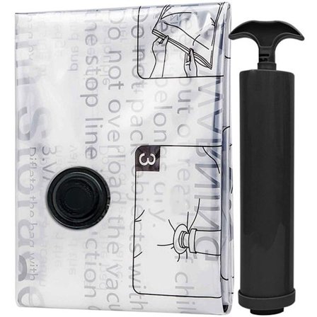 Vakuumposer, Vakuumposer for klær, Stor 4-pakning, Inkluderer pumpe, Plassbesparende reisevesker, For bagasje, klær, puter, dyner, tepper, sengetøy