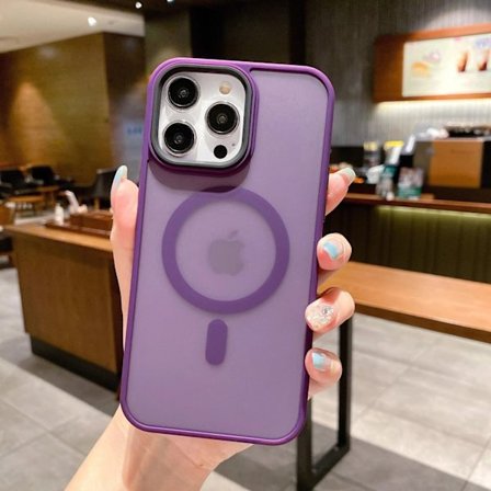 iPhone 17 Mörk Lila Magnetiskt Fodral Hud-Touch Frostat Linsskydd och Falltåligt