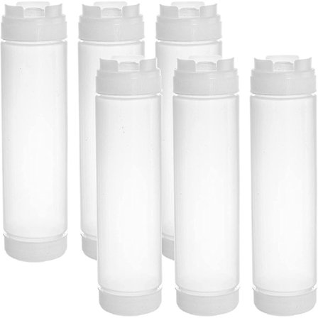 16oz plastflaske med klemme, genanvendelig klemmebeholder i fødevarekvalitet til ketchup, sennep, hot sauce, grill, saucer - BPA-fri - tåler 