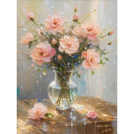 Diamond Painting Kits til voksne DIY 5D Diamond Art Paint med runde diamanter Fuld bore Gem Pink Blomster Kunst Maleri Kit til Hjem Vægindretning 