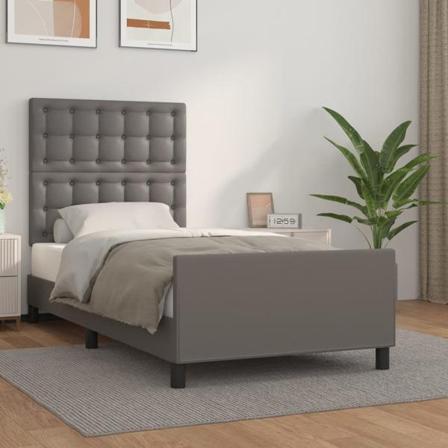 Vidaxl Sängram Med Huvudgavel Grå 80x200 Cm Konstläder Grå