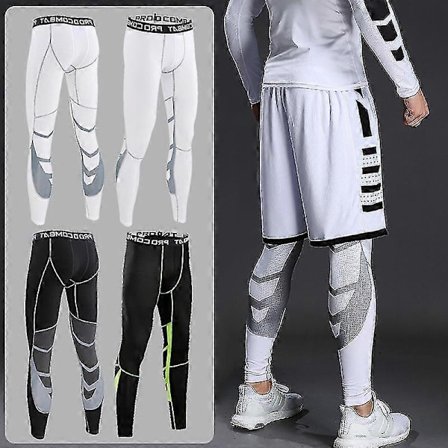 Guoguo Kompresjonstights for menn i Lycra Sykling Løping Basketball Elastisk Treningsbukse Tights Leggings Rash Guard