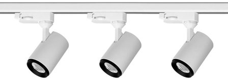 Designlight Tracky One P-807MW Spotlight 3 vita spotlights, ändstycke, skena, Belysning
