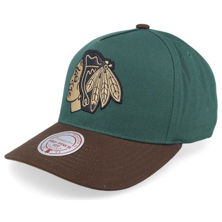 Mitchell & Ness - Verde adjustable Gorra - Hatstore Exclusive x Chicago Blackhawks Pro Crown Green/Brown A-frame Adjustable @ Hatstore
