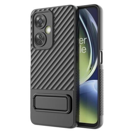 SKALO OnePlus Nord CE 3 Lite 5G Twill 2.0 TPU-kuori telineell - Black