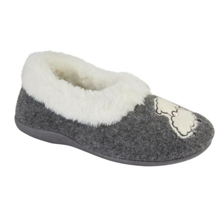 Sleepers Dam/Dam Får Faux Fur Tofflor Grå Grey 8 UK