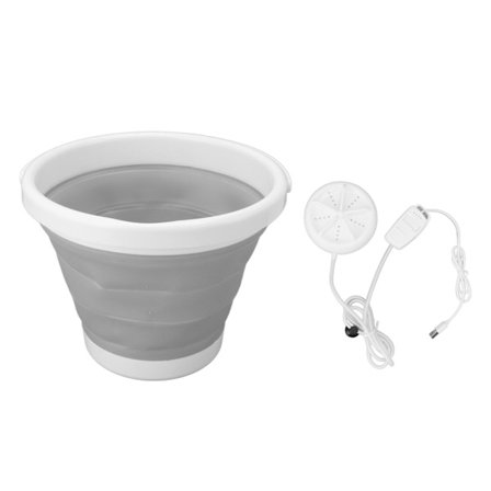 5L Portabel Ultraljudstvätt USB Vikbar Hink Tvättmaskin för Baby Underkläder Strumpor Grå