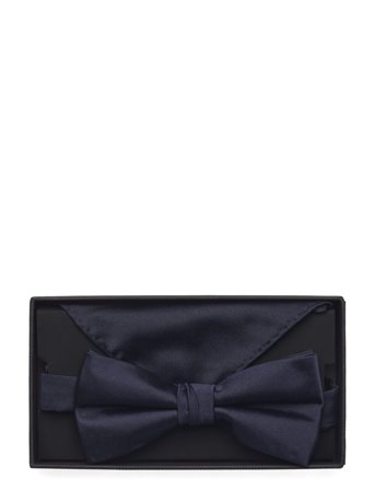 Lindbergh Black Polyester Bow Tie - Navy - ONE SIZE