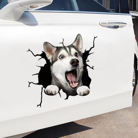 4 kpl 3D Husky-koiran tarroja Jääkaapin tarrat Ranskanbulldoggi