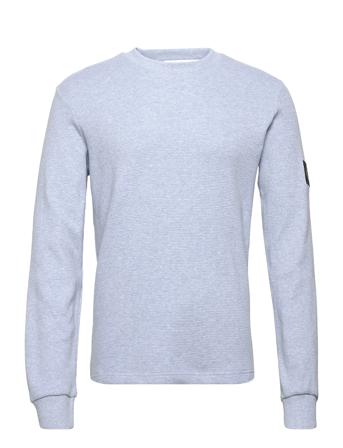 Monogram Badge Waffle Ls Tee Blue Calvin Klein Jeans