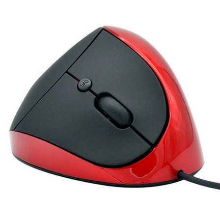 Kablet vertikal mus, liten ergonomisk mus med høy presisjon optisk mus 800/1200/1600 DPI, 6 knapper, [for små hender] - Svart-rød