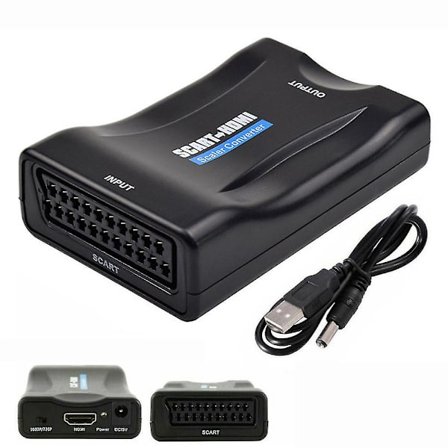 Scart till Hdmi-adapter 1080p Video Audio-omvandlare Usb-kabel för TV Dvd