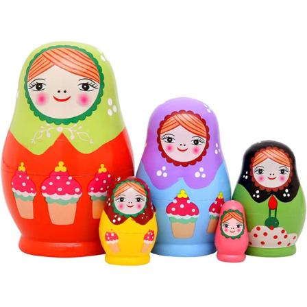 5 stk. Håndlavede russiske trædukker Matryoshka dukker - Sta