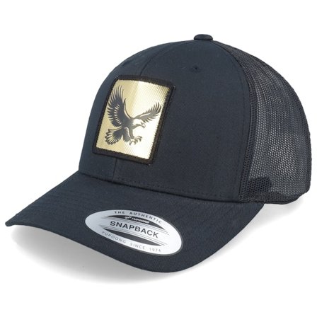 Iconic - Eagle Gold Patch Black Trucker Trucker Black Cap - @ Hatstore