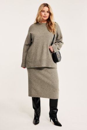 Kappahl | Strikket skjørt | Melert beige