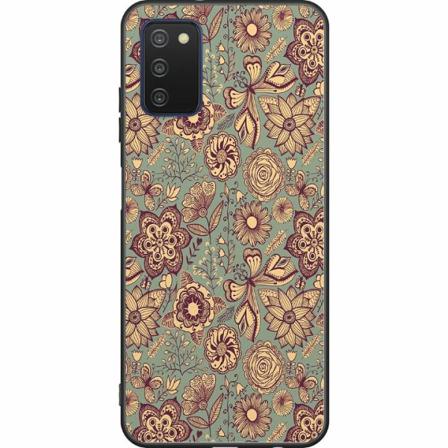 Samsung Galaxy A03s Svart Skal Vintage Flowers