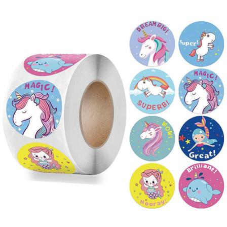 2x500 St Julklistermärken, Rulletikett 8 Sorters Unicorn T