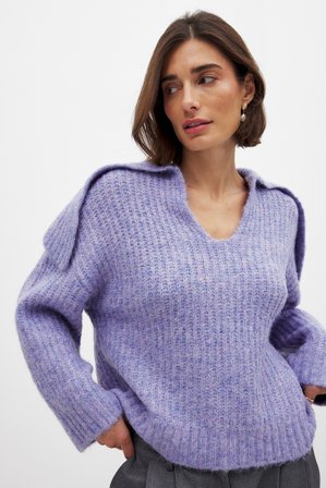 NA-KD Stickad oversize tröja - Oversize Tröjor - Lila - S (EU 34-36)