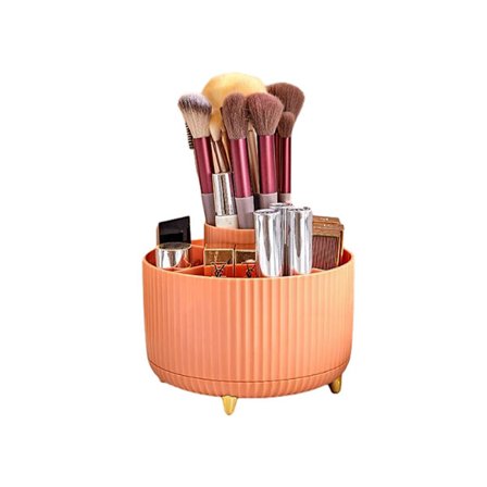 360° Roterande Sminkborsteorganisatör Med Lock
