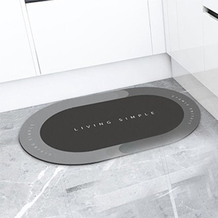 Superabsorberande badrumsmatta, snabbtorkande mjuk elliptisk matta, dörrmatta i modern stil för kök badrum Danube Oval - Grå