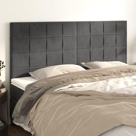 Vidaxl Huvudgavlar 4 St Mörkgrå 90x5x78/88 Cm Sammet Grå