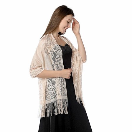 Kvinners Boho Blonder Sjal Sjal Med Dusker Myke Frynser Wraps For Bryllup Aften P