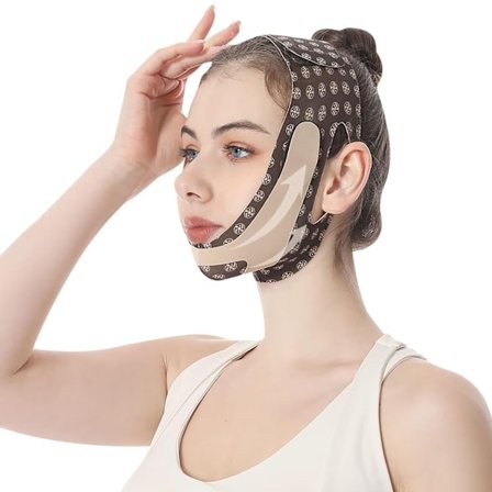 V-Line Løftemaske - Justerbar Hakestropp & Dobbelthake Reduksjon, Ansikts Slanking Kjeveøvelse for Kvinner/Menn, Konturerende V-Formet Ansikt