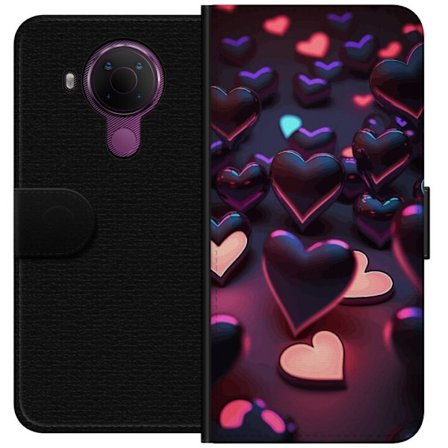 Kompatibel Tegnebogsetui til Nokia Nokia 5.4 Midnatshjerter
